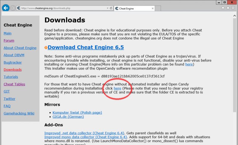 Cheat Engine ad-free download link